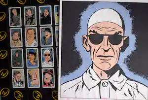 Edgar Pierre Jacobs - 1 Zeefdruk + 34 ingelijste kaartjes , Blake en Mortimer, “Het Gele Teken” verkauft für € 25!