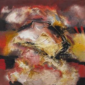 Frans Nicolai - Olieverf op doek, Abstract landschap - Ingelijst kopen? Bied vanaf 100!