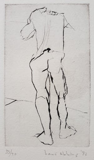 Hans Abbing - Staand naakt, droge naald ets kopen? Bied vanaf 45!