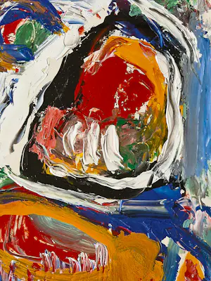 Gerriet Postma - bekend Fries expressionist - "dik in de verf" abstract olieverf - mooi ingelijst kopen? Bied vanaf 178!