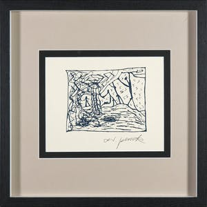 A.R. Penck - Zeldzame, handgesigneerde litho, Compositie met figuren - Ingelijst kopen? Bied vanaf 1!