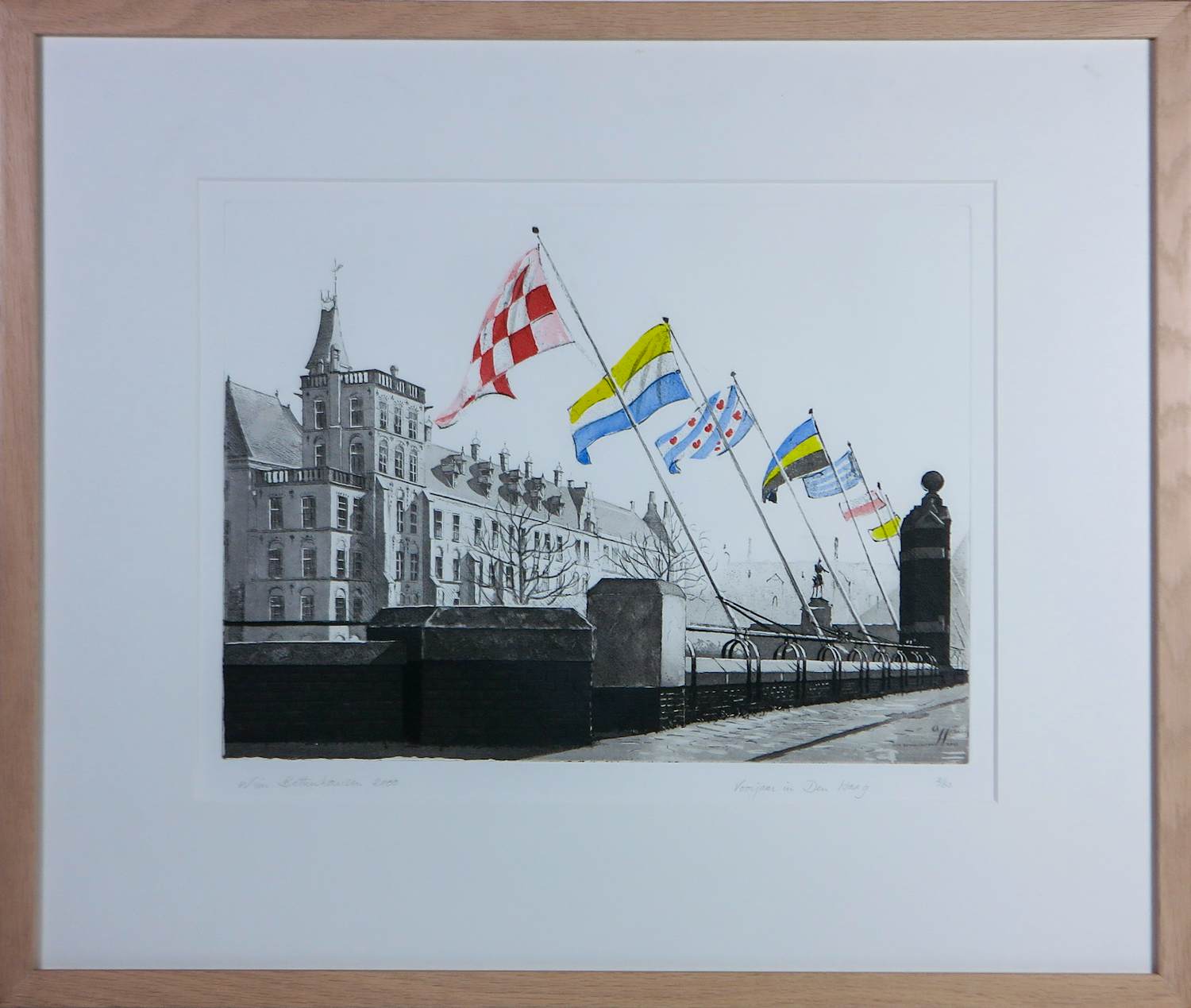 Wim Bettenhausen - Ets in vier kleuren, Voorjaar Den Haag - Ingelijst kopen? Bied vanaf 100!