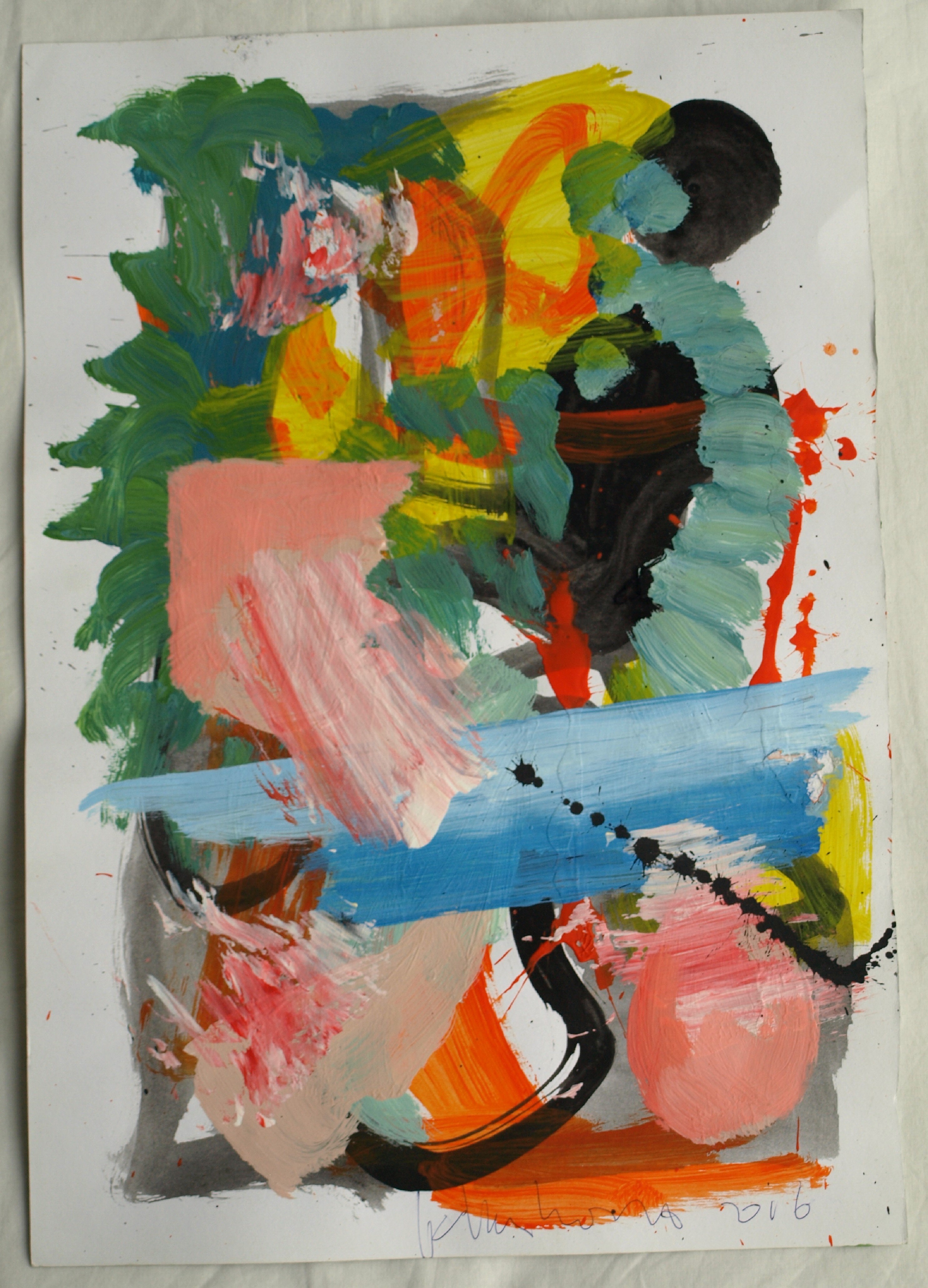 Peter Klashorst - Acrylverf op papier – Abstract 16 - 2016 kopen? Bied vanaf 35!