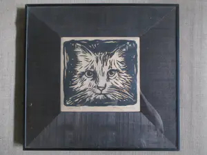 Niet of onleesbaar gesigneerd - Ingelijste houtsnede kat kaufen? Bieten Sie von 1!