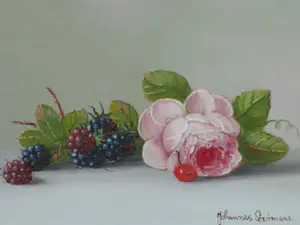 Johannes Eerdmans - Stilleven met fruit en roos - Olie op paneel kaufen? Bieten Sie von 175!