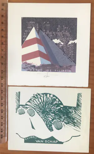 Martin R. Baeyens - Lot met 16 ex-libris en gravures van de Belgische kunstenaar Martin Baeyens kopen? Bied vanaf 49!