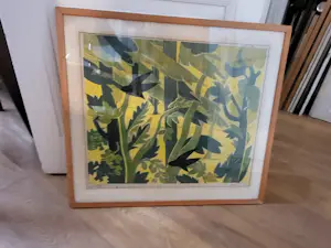 Jeanne Bieruma Oosting - Grote kleuren linosnede 'In het bos' kopen? Bied vanaf 300!