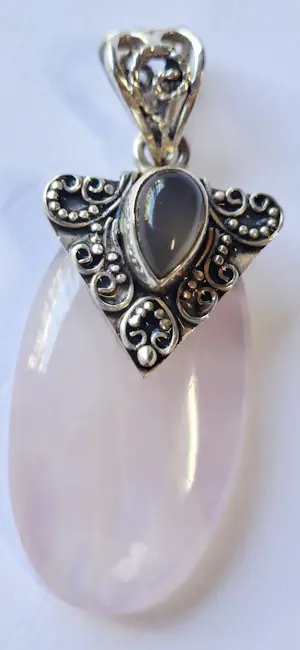 vintage sajen roze rozenkwarts sterling zilveren juwelen citrien  hanger kopen? Bied vanaf 75!