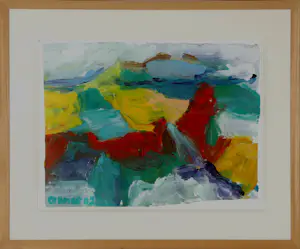 Jan Cremer - Ingelijste olieverf op papier: abstracte compositie - 2002(nette lijst!) kopen? Bied vanaf 2499!