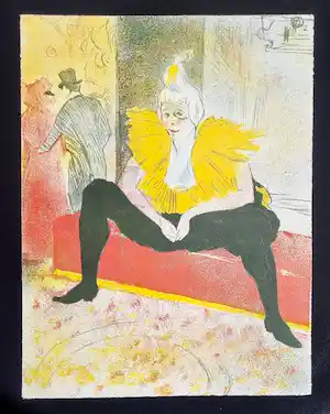Henri de Toulouse-Lautrec - Clownesse assise- Clown, la clownesse assise. Mll Cha-U-Kao vendu pour 110€ !