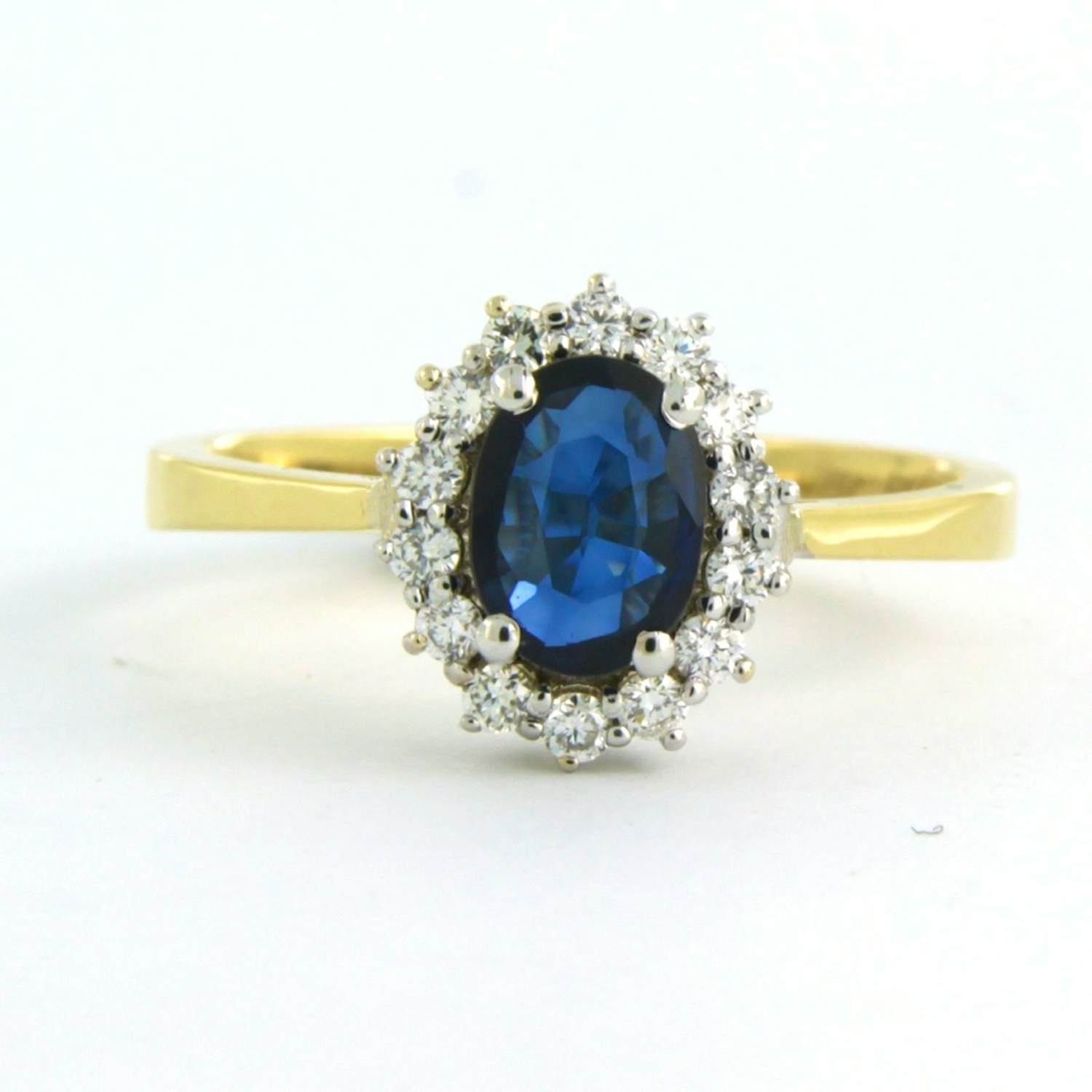 18k bicolour gouden ring met saffier en briljant geslepen diamant - rm 17.5 kopen? Bied vanaf 460!