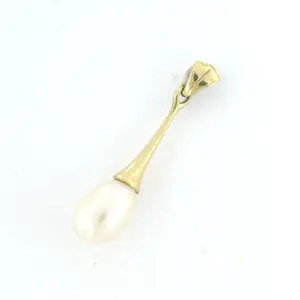 14k geel gouden hanger met een parel - afm. 2.5 cm x 5.9 mm kopen? Bied vanaf 45!