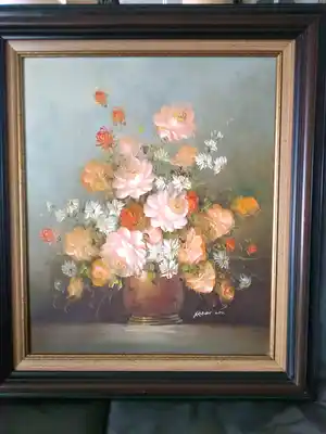 Robert Cox - Stilleven pot met bloemen. verkocht voor € 35!