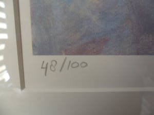 Mary Koekenbier - Zeefdruk. Titel, "Beaujolais Joli Bouget". kopen? Bied vanaf 60!