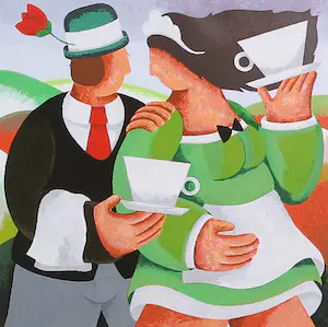 Yvonne Zomerdijk - Zeefdruk, Darjeeling lady - Ingelijst kopen? Bied vanaf 50!