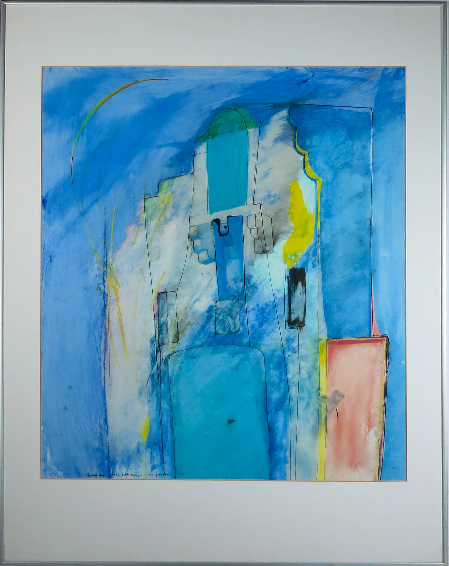 Susan Schildkamp - Gemengde techniek op papier, De stand en de maan - Ingelijst kopen? Bied vanaf 90!