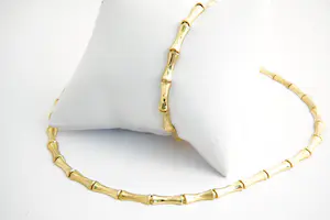 83- Magnifieke 18 Krt  gouden SET (collier & armband) -  Bamboe-schakel kopen? Bied vanaf 1140!