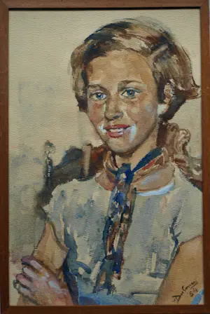 AcheterErasmus Bernhard van Dulmen Krumpelman - Aquarel, Drents meisje met sjaaltje – Ingelijst, 52 x 35 cm - 1954? Enchérissez de 50!
