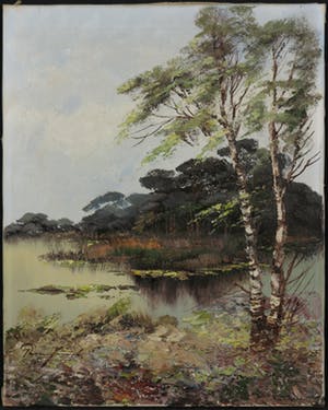 Niet of onleesbaar gesigneerd - Olieverf op doek, Landschap met bomen en water kopen? Bied vanaf 10!