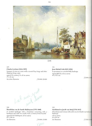 Hendrikus van de Sande Bakhuyzen - A wooded landscape with a horseman conversing with a herdsman and cattle kopen? Bied vanaf 2000!