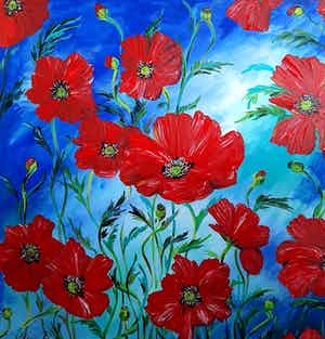 Elena Polyakova - Poppies against the sky verkocht voor € 300!
