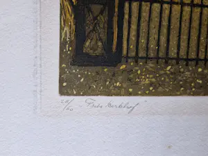 Willy Belinfante - Fraaie "eigen druk" Ets & aquatint "Fries kerkhof" - beperkte oplage (60) kopen? Bied vanaf 64!