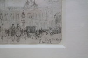 Joop Kropff - Houtskool en potlood - "Studietekening" van Gare du Nord | Brussel kopen? Bied vanaf 135!