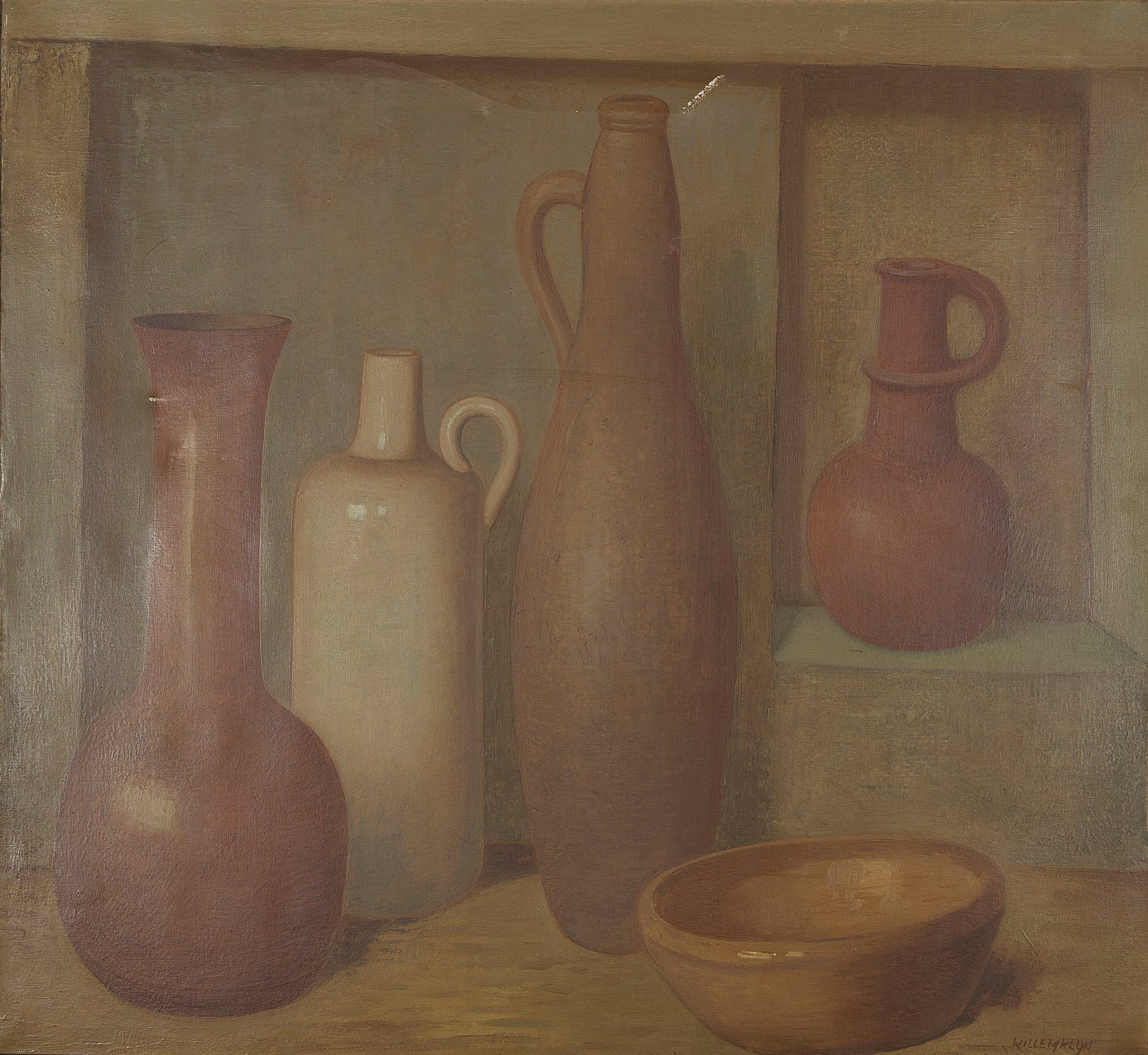 Willem Klijn - Olieverf op doek - Stilleven met kruiken - 1955 - gesigneerd - BKR Amsterdam kopen? Bied vanaf 10!