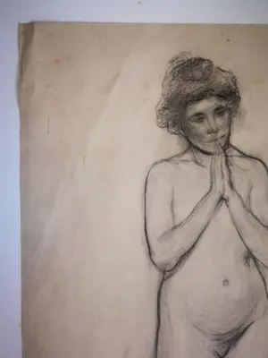 Franz Deutmann - Toegeschreven aan. Naakt. Staande vrouw. kopen? Bied vanaf 69!