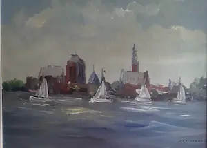 Buy Jan Kelderman - Vergezicht haven van Veere Zeeland? Bid from 75!