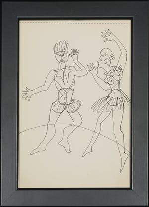 Siep van den Berg - Inkttekening, Dansers - Ingelijst kopen? Bied vanaf 60!