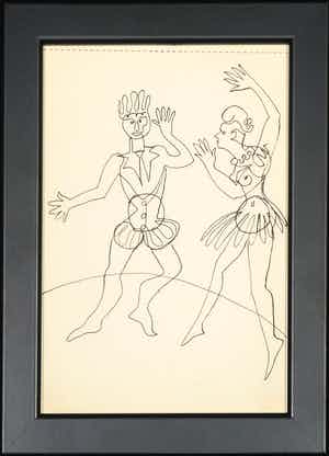 Siep van den Berg - Inkttekening, Dansers - Ingelijst verkocht voor € 60!