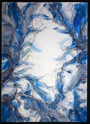 Wim de Bruin - Gemengde techniek op papier, Licht tussen de bomen (Zeer groot) kopen? Bied vanaf 70!