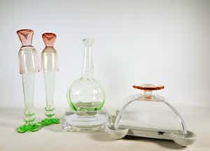 Borek Sipek - Lot van karaf met houder, glazen en stolp - Ontwerp voor DSM verkocht voor € 130!