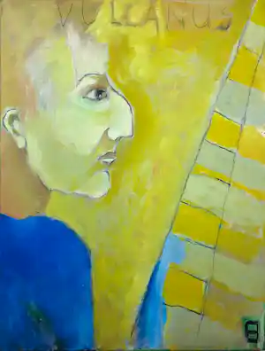 Philip Vencken - Acryl op doek, The old painter verkocht voor € 40!