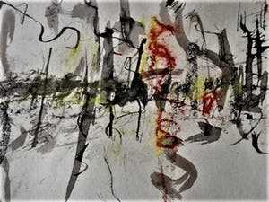 Niet of onleesbaar gesigneerd - Fascinerende grote Amerikaanse? Gouache "SkyLine" gesigneerd kopen? Bied vanaf 10!