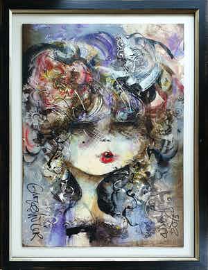 Guy Olivier - Olieverf: 'Dame met Krullen' - Mooi ingelijst! verkocht voor € 895!