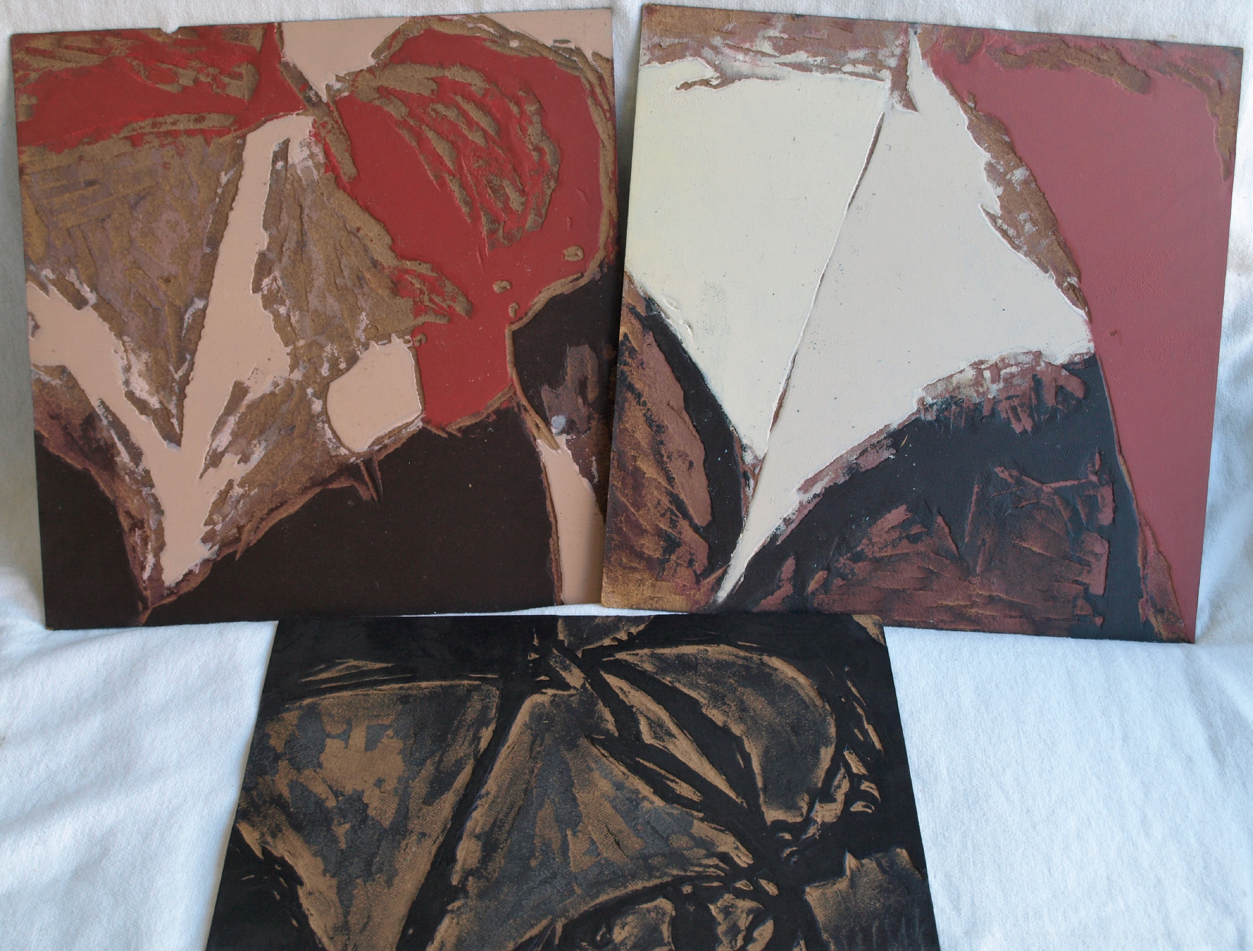 Fon Klement - 3-Luik van de hardboard ‘blokken’ van de boardsnede ‘Ferondite’ – ca.1970 kopen? Bied vanaf 70!