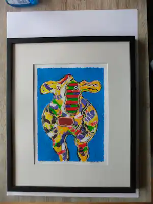 Peter Diem - Zeefdruk, Bonte koe verkocht voor € 40!
