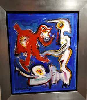 Jan te Wierik - gemengde techniek op papier (op paneel) uit 1991 verkocht voor € 900!