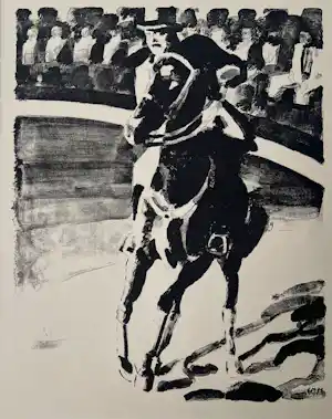 Kees Maks - litho | 'Hoogeschoolrijder' | 1939 verkauft für € 50!