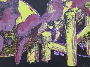 Jan Sierhuis - Kleurenlitho, figuur aan tafel, handgesigneerd, 1973 kopen? Bied vanaf 1!