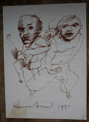 Herman Brood - Stift tekening: 1991 kopen? Bied vanaf 350!