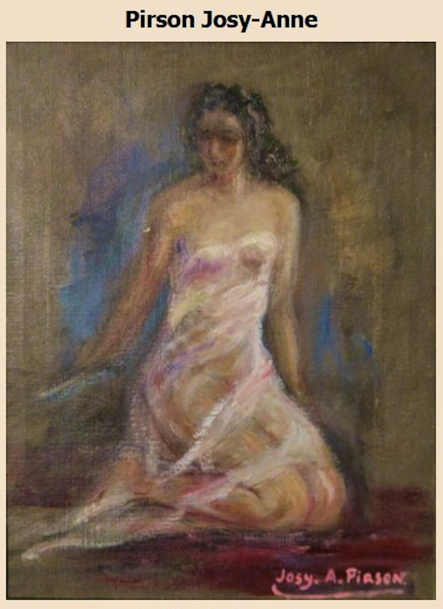 Josy-Ann Pirson - Naaktportret met doorschijnend wit kleed kopen? Bied vanaf 225!