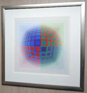 Victor Vasarely - Vega Pal, zeefdruk (mooi ingelijst, groot) kopen? Bied vanaf 1000!