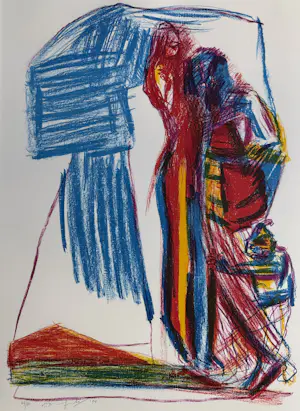 Pieter Defesche - Handgesigneerde kleurenlitho | 'Liefdespaar' | 1994 kaufen? Bieten Sie von 75!