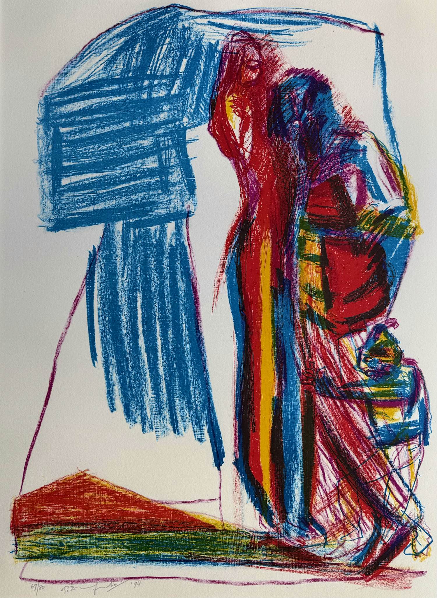 Pieter Defesche - Handgesigneerde kleurenlitho | 'Liefdespaar' | 1994 kopen? Bied vanaf 80!