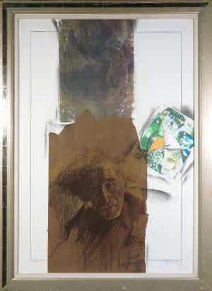 Joe A. Pecsenke - Potlood en collage, Marc Chagall 1887 - Ingelijst (Groot) verkocht voor € 150!