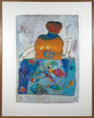 Shahid Parvez - Zeefdruk, New Friend - Ingelijst kopen? Bied vanaf 40!