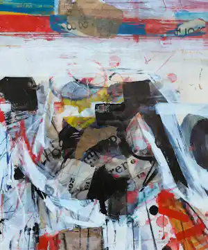 Sam Middleton - Abstracte compositie (1965), gemengde techniek (mooi ingelijst) verkauft für € 640!